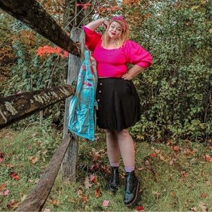 Free People Magenta Pink Fuzzy Soft Scoop Neck Sweater Large